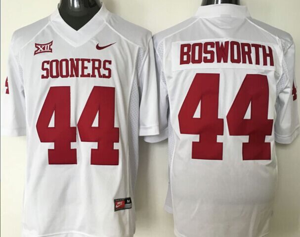 Men Oklahoma Sooners #44 Bosworth White Nike 2025 NCAA Jersey->ncaa teams->NCAA Jersey